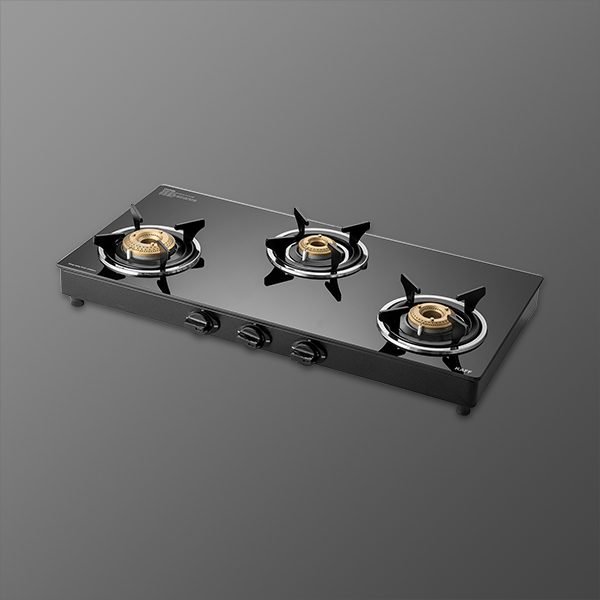 three burner gas with matte enameled pan support